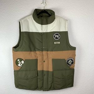 Parish Nation Puffer Vest Olive Green NWT